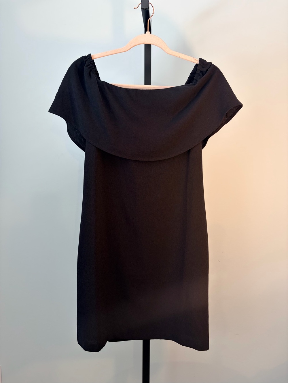 Charles Henry Black Off-Shoulder Shift Dress
